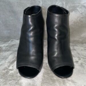 Aldo Joost Black Leather Wedge Open Toe Ankle Bootie Size 8.5